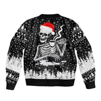 Skeleton Santa Claus Sleeve Zip Bomber Jacket Scary Skeleton Santa Claus Coming - Wonder Print Shop
