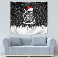 Skeleton Santa Claus Tapestry Scary Skeleton Santa Claus Coming - Wonder Print Shop