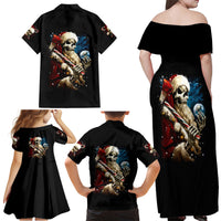 Skeleton Santa Claus Family Matching Off Shoulder Maxi Dress and Hawaiian Shirt Santa Claus Is Coming To Town - Wonder Print Shop