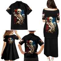 Skeleton Santa Claus Family Matching Puletasi Dress and Hawaiian Shirt Santa Claus Is Coming To Town - Wonder Print Shop