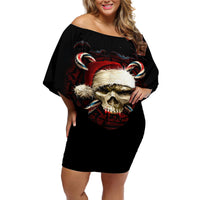 Skeleton Santa Claus Off Shoulder Short Dress Santa Claus Is Coming To Town - Wonder Print Shop