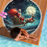Skeleton Santa Claus Beach Blanket Santa Claus Is Coming To Town - Wonder Print Shop