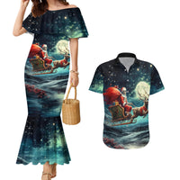 Skeleton Santa Claus Couples Matching Mermaid Dress and Hawaiian Shirt Santa Claus Is Coming To Town - Wonder Print Shop