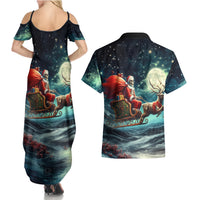Skeleton Santa Claus Couples Matching Summer Maxi Dress and Hawaiian Shirt Santa Claus Is Coming To Town - Wonder Print Shop