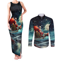 Skeleton Santa Claus Couples Matching Tank Maxi Dress and Long Sleeve Button Shirt Santa Claus Is Coming To Town - Wonder Print Shop