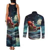 Skeleton Santa Claus Couples Matching Tank Maxi Dress and Long Sleeve Button Shirt Santa Claus Is Coming To Town - Wonder Print Shop