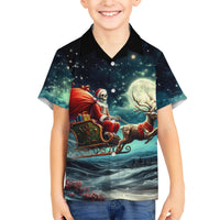 Skeleton Santa Claus Family Matching Short Sleeve Bodycon Dress and Hawaiian Shirt Santa Claus Is Coming To Town - Wonder Print Shop