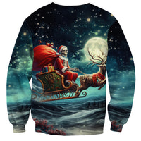 Skeleton Santa Claus Sweatshirt Santa Claus Is Coming To Town - Wonder Print Shop