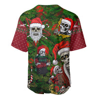 Skeleton Santa Claus Baseball Jersey Multi Skeleton Santa Pattern Ugly Christmas - Wonder Print Shop