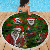 Skeleton Santa Claus Beach Blanket Multi Skeleton Santa Pattern Ugly Christmas - Wonder Print Shop