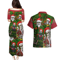 Skeleton Santa Claus Couples Matching Puletasi Dress and Hawaiian Shirt Multi Skeleton Santa Pattern Ugly Christmas - Wonder Print Shop