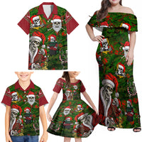 Skeleton Santa Claus Family Matching Off Shoulder Maxi Dress and Hawaiian Shirt Multi Skeleton Santa Pattern Ugly Christmas - Wonder Print Shop