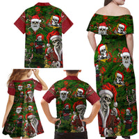 Skeleton Santa Claus Family Matching Off Shoulder Maxi Dress and Hawaiian Shirt Multi Skeleton Santa Pattern Ugly Christmas - Wonder Print Shop