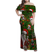 Skeleton Santa Claus Family Matching Off Shoulder Maxi Dress and Hawaiian Shirt Multi Skeleton Santa Pattern Ugly Christmas - Wonder Print Shop