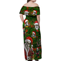 Skeleton Santa Claus Family Matching Off Shoulder Maxi Dress and Hawaiian Shirt Multi Skeleton Santa Pattern Ugly Christmas - Wonder Print Shop