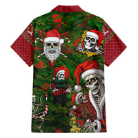 Skeleton Santa Claus Family Matching Short Sleeve Bodycon Dress and Hawaiian Shirt Multi Skeleton Santa Pattern Ugly Christmas - Wonder Print Shop