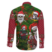 Skeleton Santa Claus Family Matching Short Sleeve Bodycon Dress and Hawaiian Shirt Multi Skeleton Santa Pattern Ugly Christmas - Wonder Print Shop