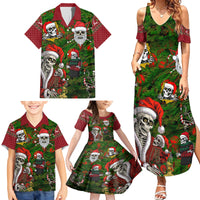 Skeleton Santa Claus Family Matching Summer Maxi Dress and Hawaiian Shirt Multi Skeleton Santa Pattern Ugly Christmas - Wonder Print Shop