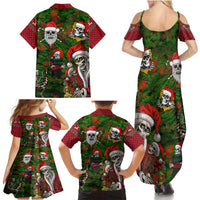 Skeleton Santa Claus Family Matching Summer Maxi Dress and Hawaiian Shirt Multi Skeleton Santa Pattern Ugly Christmas - Wonder Print Shop