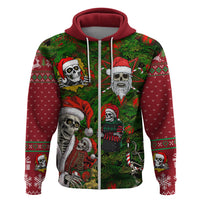 Skeleton Santa Claus Hoodie Multi Skeleton Santa Pattern Ugly Christmas - Wonder Print Shop