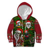 Skeleton Santa Claus Kid Hoodie Multi Skeleton Santa Pattern Ugly Christmas - Wonder Print Shop
