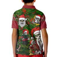 Skeleton Santa Claus Kid Polo Shirt Multi Skeleton Santa Pattern Ugly Christmas - Wonder Print Shop
