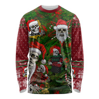 Skeleton Santa Claus Long Sleeve Shirt Multi Skeleton Santa Pattern Ugly Christmas - Wonder Print Shop