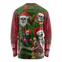 Skeleton Santa Claus Long Sleeve Shirt Multi Skeleton Santa Pattern Ugly Christmas - Wonder Print Shop