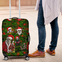 Skeleton Santa Claus Luggage Cover Multi Skeleton Santa Pattern Ugly Christmas - Wonder Print Shop