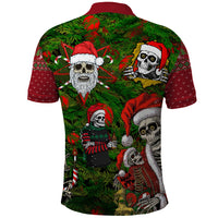 Skeleton Santa Claus Polo Shirt Multi Skeleton Santa Pattern Ugly Christmas - Wonder Print Shop