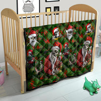 Skeleton Santa Claus Quilt Multi Skeleton Santa Pattern Ugly Christmas - Wonder Print Shop