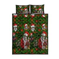 Skeleton Santa Claus Quilt Bed Set Multi Skeleton Santa Pattern Ugly Christmas - Wonder Print Shop