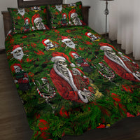 Skeleton Santa Claus Quilt Bed Set Multi Skeleton Santa Pattern Ugly Christmas - Wonder Print Shop