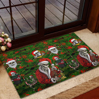 Skeleton Santa Claus Rubber Doormat Multi Skeleton Santa Pattern Ugly Christmas - Wonder Print Shop