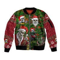 Skeleton Santa Claus Sleeve Zip Bomber Jacket Multi Skeleton Santa Pattern Ugly Christmas - Wonder Print Shop