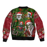 Skeleton Santa Claus Sleeve Zip Bomber Jacket Multi Skeleton Santa Pattern Ugly Christmas - Wonder Print Shop
