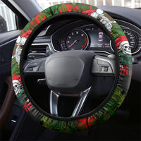 Skeleton Santa Claus Steering Wheel Cover Multi Skeleton Santa Pattern Ugly Christmas - Wonder Print Shop