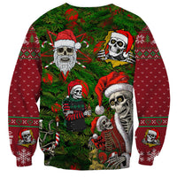 Skeleton Santa Claus Sweatshirt Multi Skeleton Santa Pattern Ugly Christmas - Wonder Print Shop