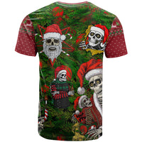 Skeleton Santa Claus T Shirt Multi Skeleton Santa Pattern Ugly Christmas - Wonder Print Shop