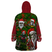 Skeleton Santa Claus Wearable Blanket Hoodie Multi Skeleton Santa Pattern Ugly Christmas - Wonder Print Shop