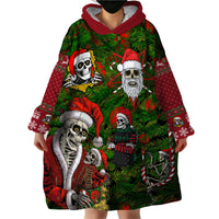 Skeleton Santa Claus Wearable Blanket Hoodie Multi Skeleton Santa Pattern Ugly Christmas - Wonder Print Shop