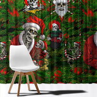 Skeleton Santa Claus Window Curtain Multi Skeleton Santa Pattern Ugly Christmas - Wonder Print Shop