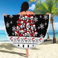 Skull Santa Beach Blanket Tree Skull Santa Ugly Christmas - Wonder Print Shop