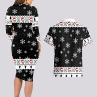 Skull Santa Couples Matching Long Sleeve Bodycon Dress and Hawaiian Shirt Tree Skull Santa Ugly Christmas - Wonder Print Shop