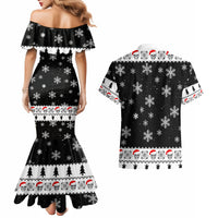 Skull Santa Couples Matching Mermaid Dress and Hawaiian Shirt Tree Skull Santa Ugly Christmas - Wonder Print Shop