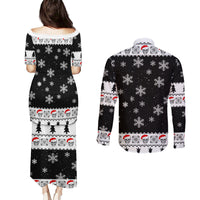 Skull Santa Couples Matching Puletasi Dress and Long Sleeve Button Shirt Tree Skull Santa Ugly Christmas - Wonder Print Shop