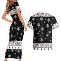 Skull Santa Couples Matching Short Sleeve Bodycon Dress and Hawaiian Shirt Tree Skull Santa Ugly Christmas - Wonder Print Shop