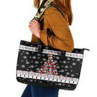 Skull Santa Leather Tote Bag Tree Skull Santa Ugly Christmas - Wonder Print Shop