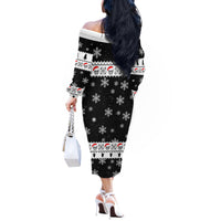 Skull Santa Off The Shoulder Long Sleeve Dress Tree Skull Santa Ugly Christmas - Wonder Print Shop