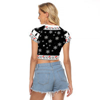 Skull Santa Raglan Cropped T Shirt Tree Skull Santa Ugly Christmas - Wonder Print Shop